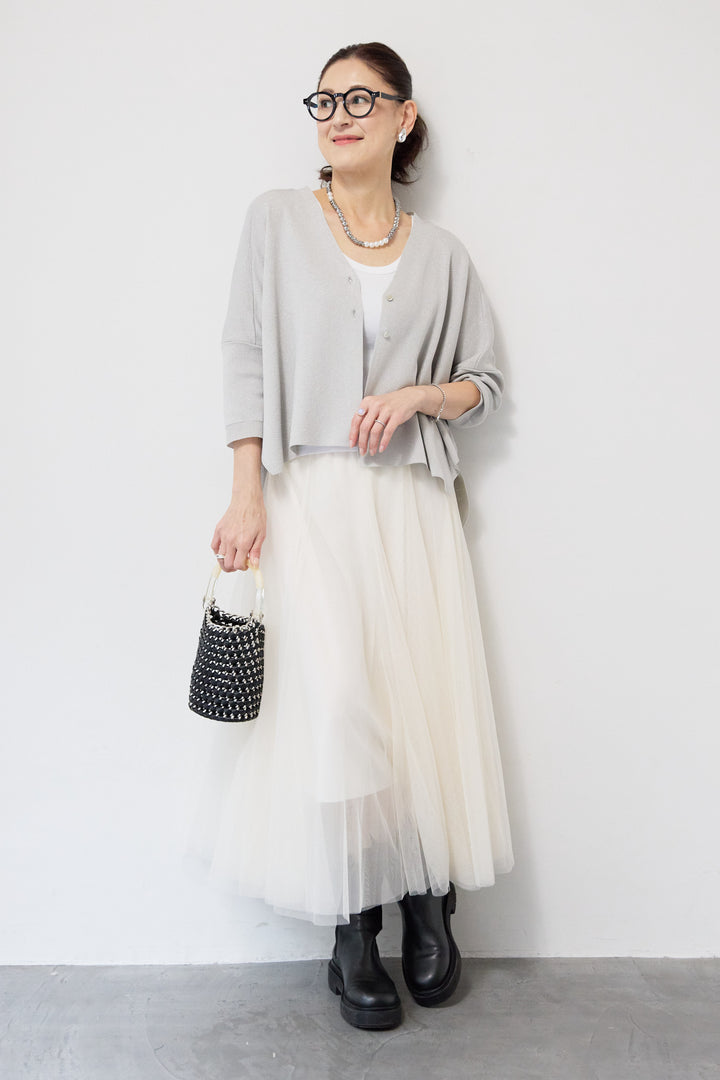 [SET]ウォッシャブルサラッとラメカーディガン+チュールスカート(2set)