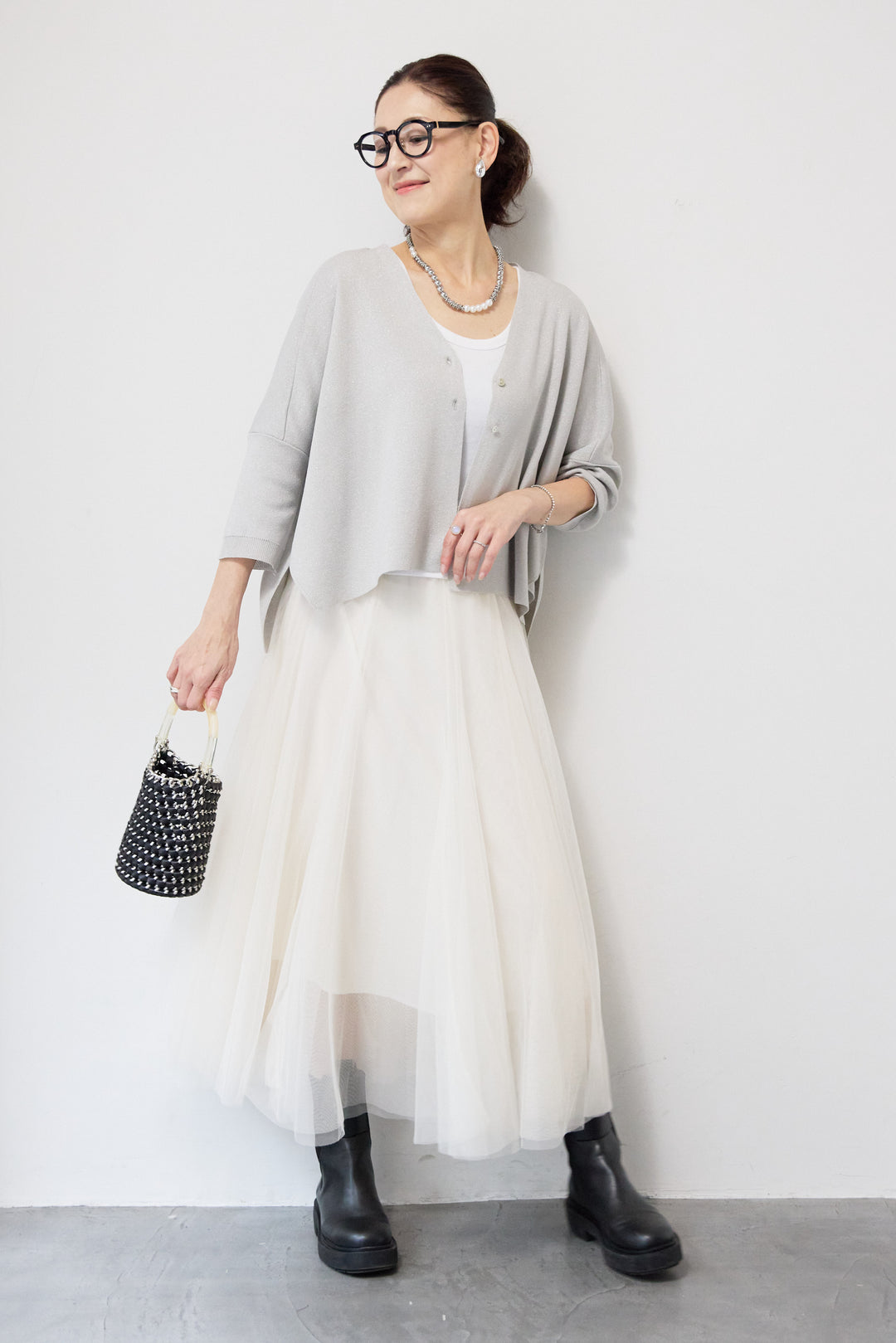 ウォッシャブルサラッとラメカーディガン