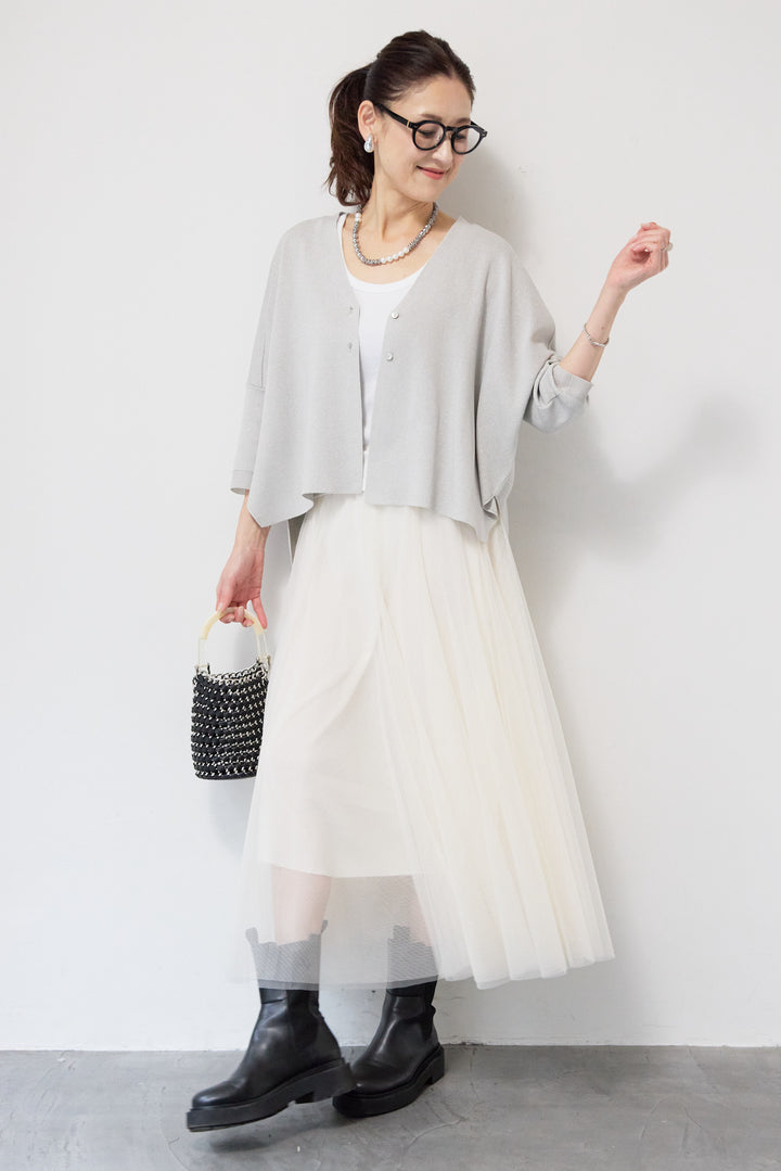 [SET]ウォッシャブルサラッとラメカーディガン+チュールスカート(2set)