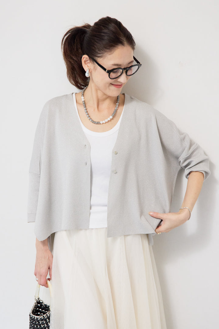 ウォッシャブルサラッとラメカーディガン