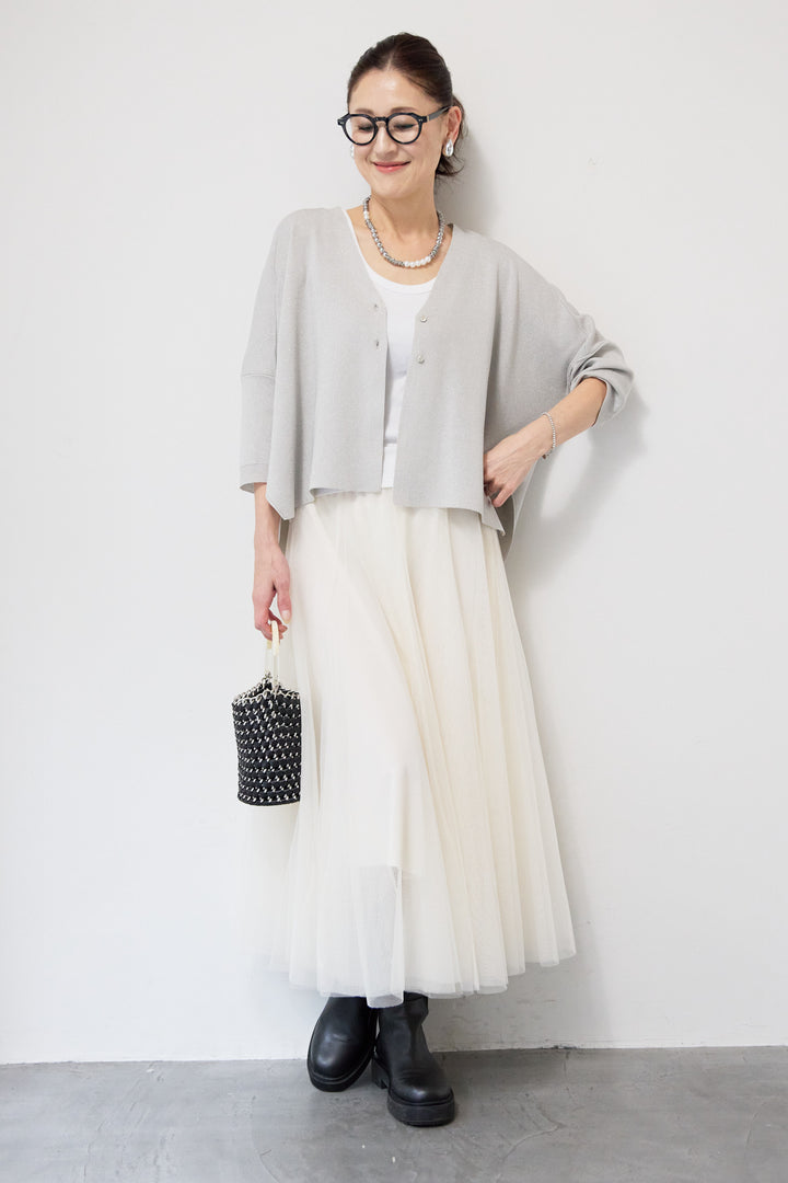 ウォッシャブルサラッとラメカーディガン