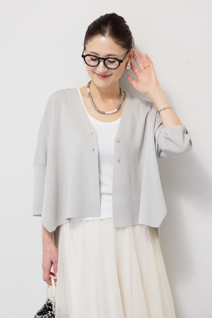 ウォッシャブルサラッとラメカーディガン