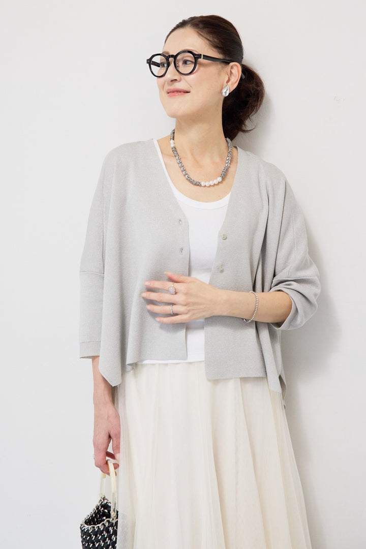 ウォッシャブルサラッとラメカーディガン
