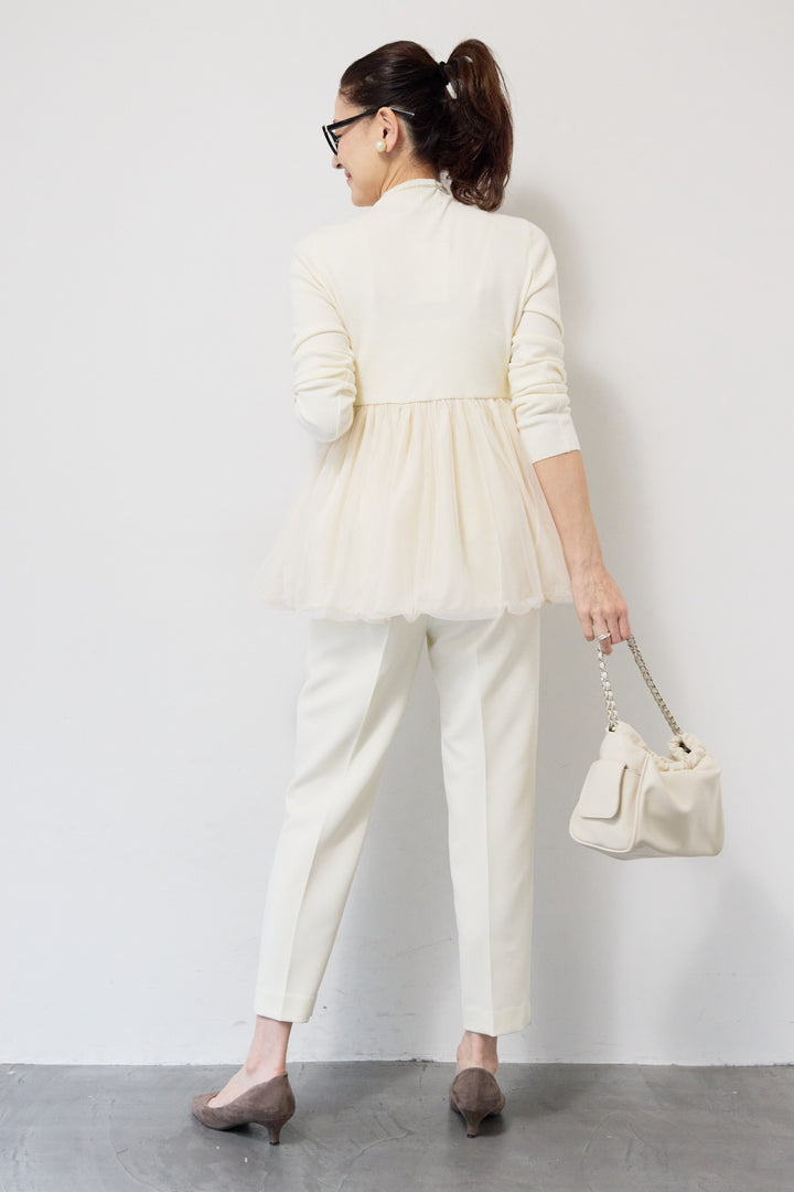 [SET]チュールドッキングニット+ウォッシャブルテーパードパンツ(2set)