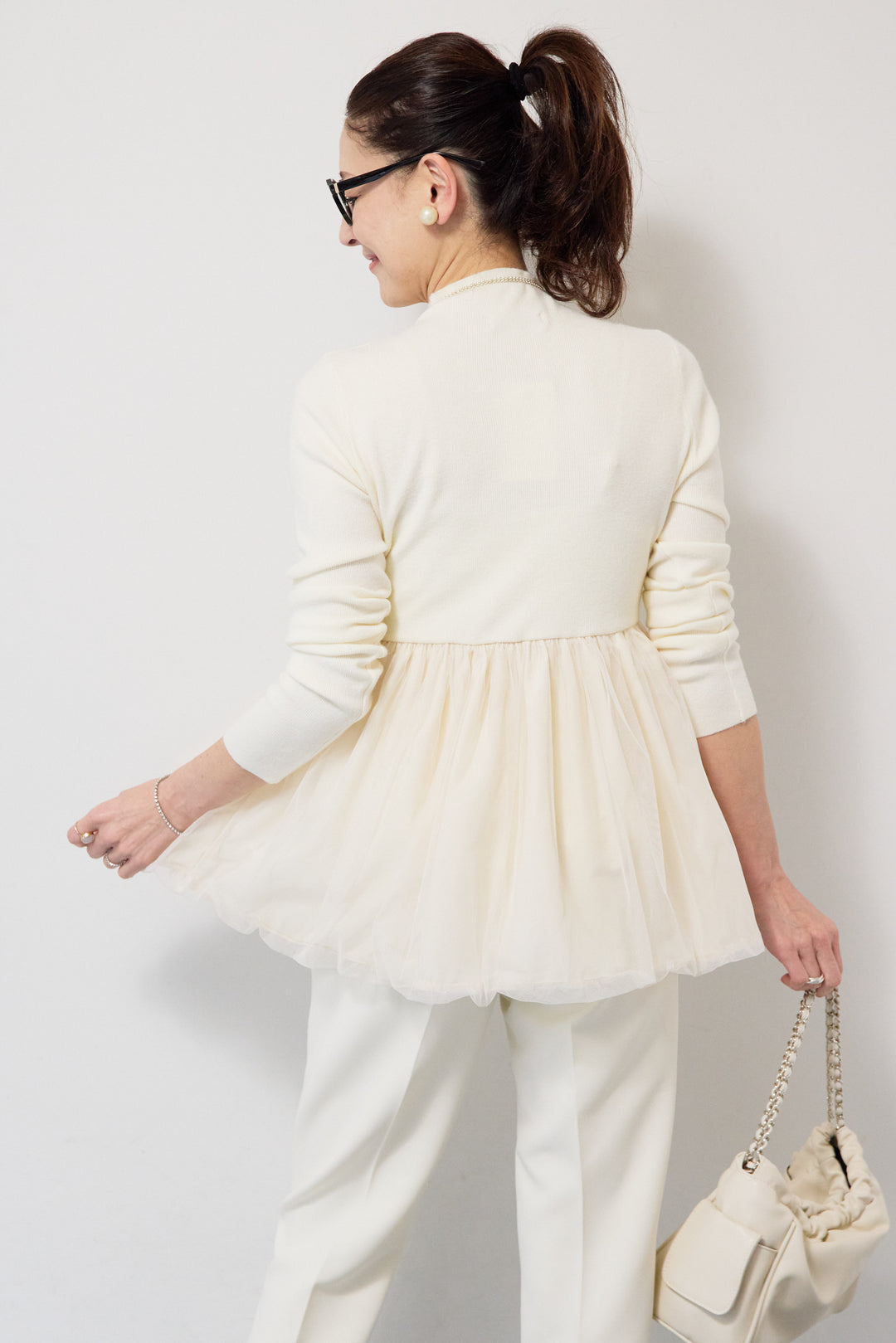 [SET]チュールドッキングニット+ウォッシャブルテーパードパンツ(2set)