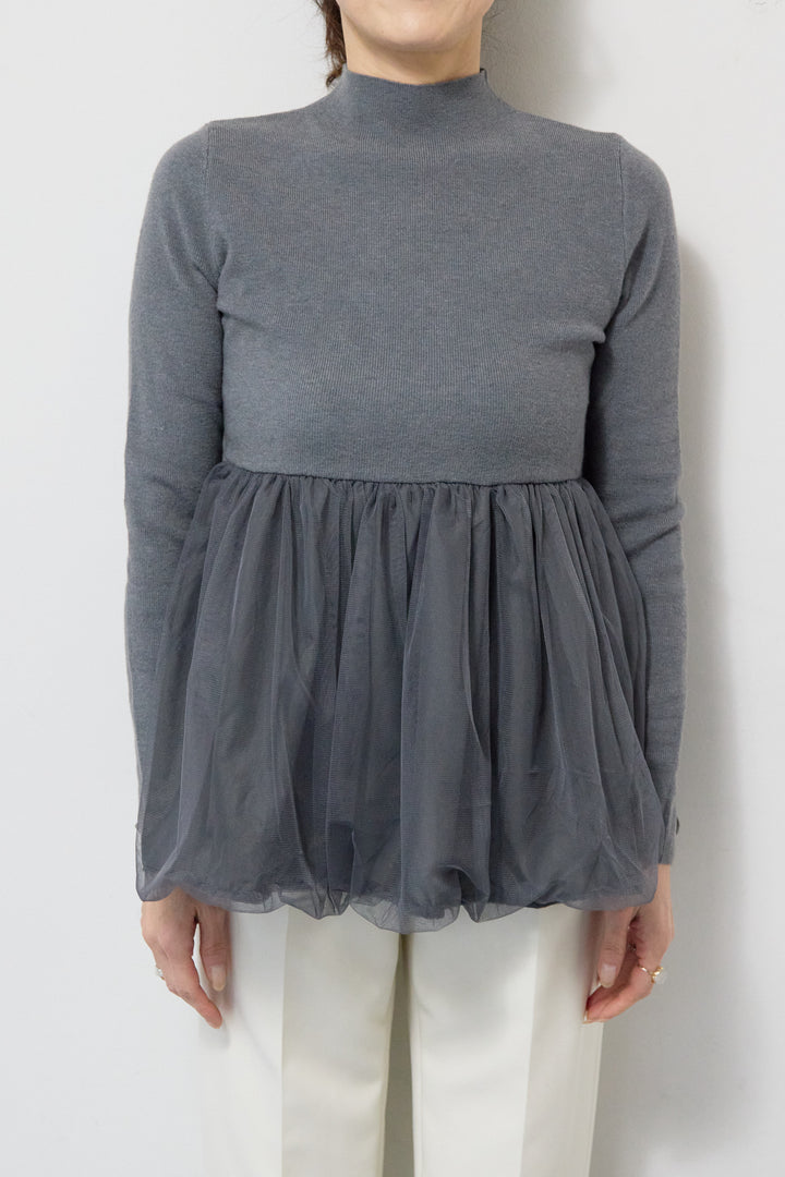 [SET]チュールドッキングニット+ウォッシャブルテーパードパンツ(2set)