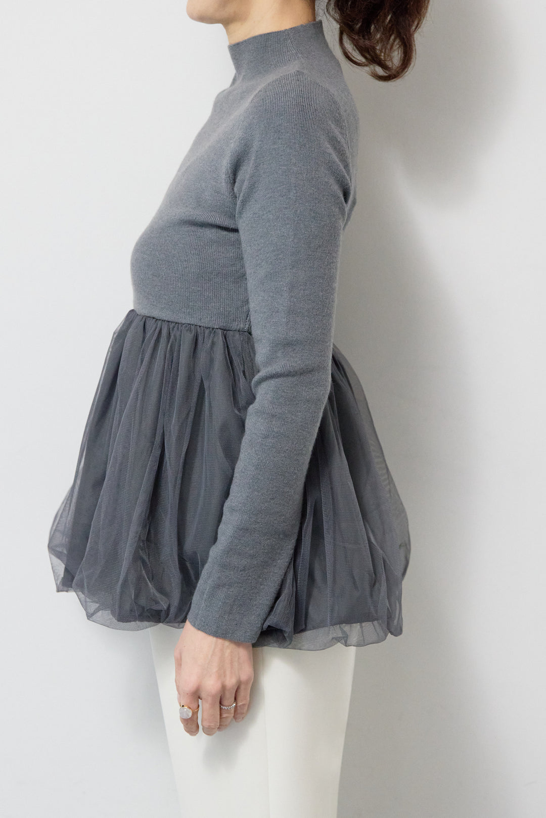 [SET]チュールドッキングニット+ウォッシャブルテーパードパンツ(2set)