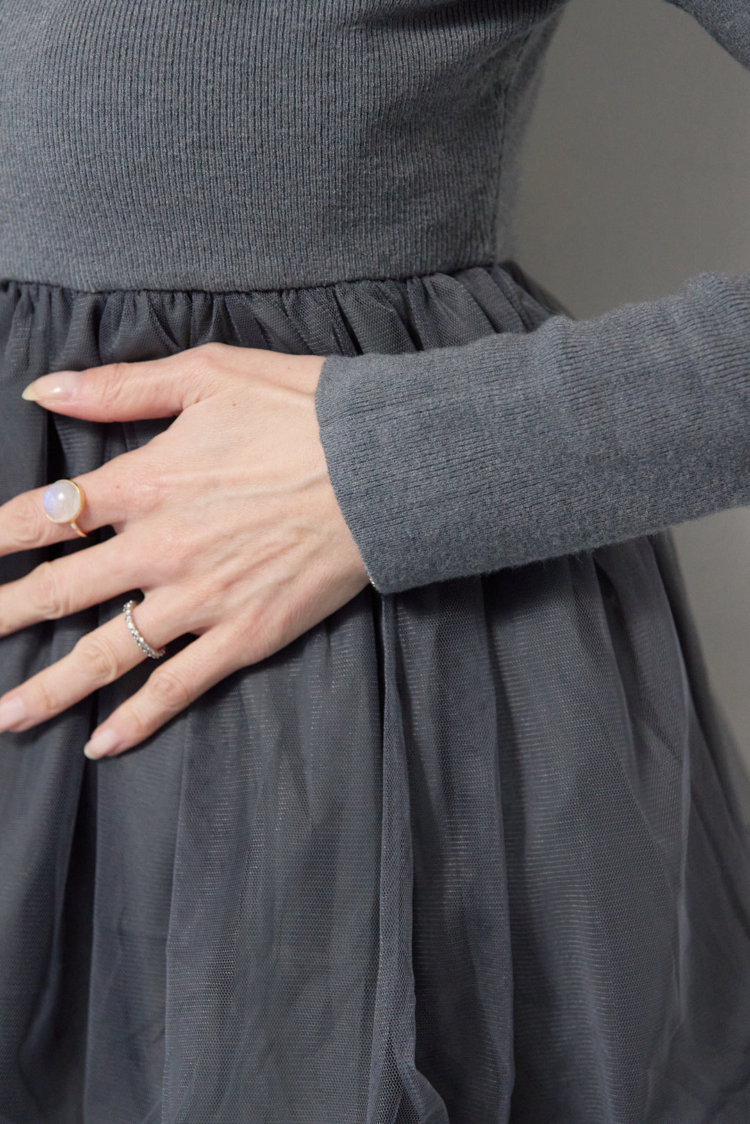 [SET]チュールドッキングニット+ウォッシャブルテーパードパンツ(2set)