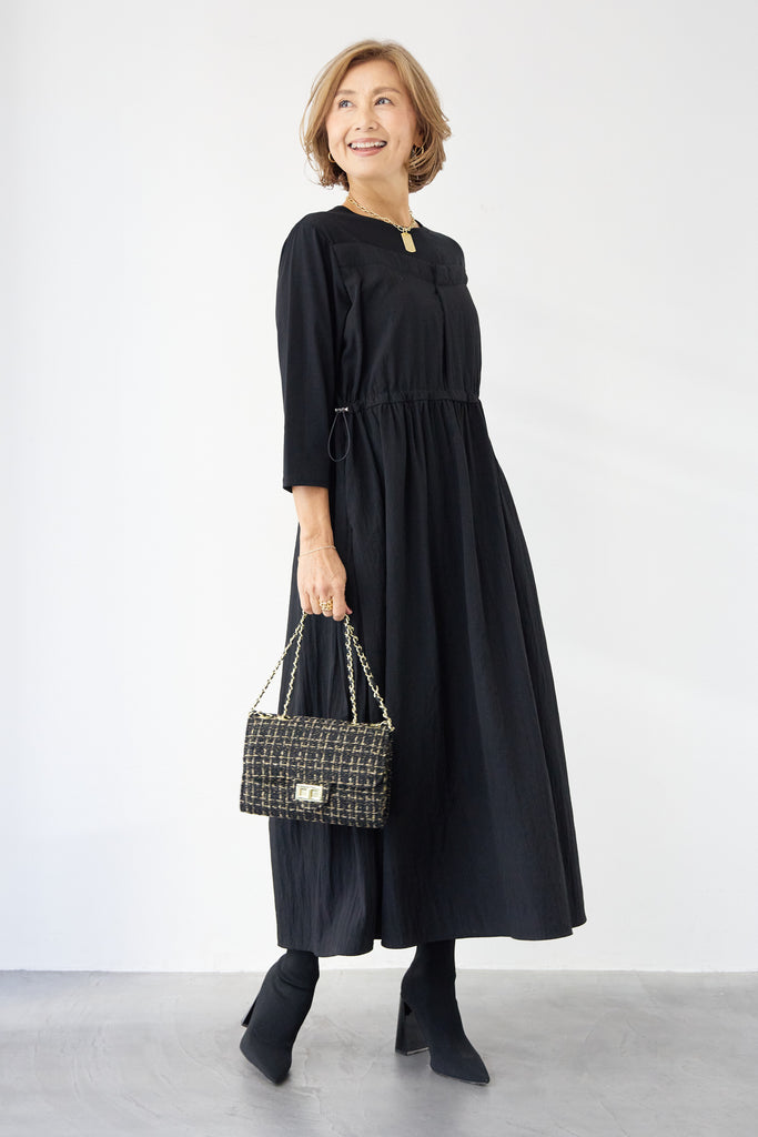 ドッキングギャザーワンピース 異素材ドッキングギャザーワンピース – plusotoha