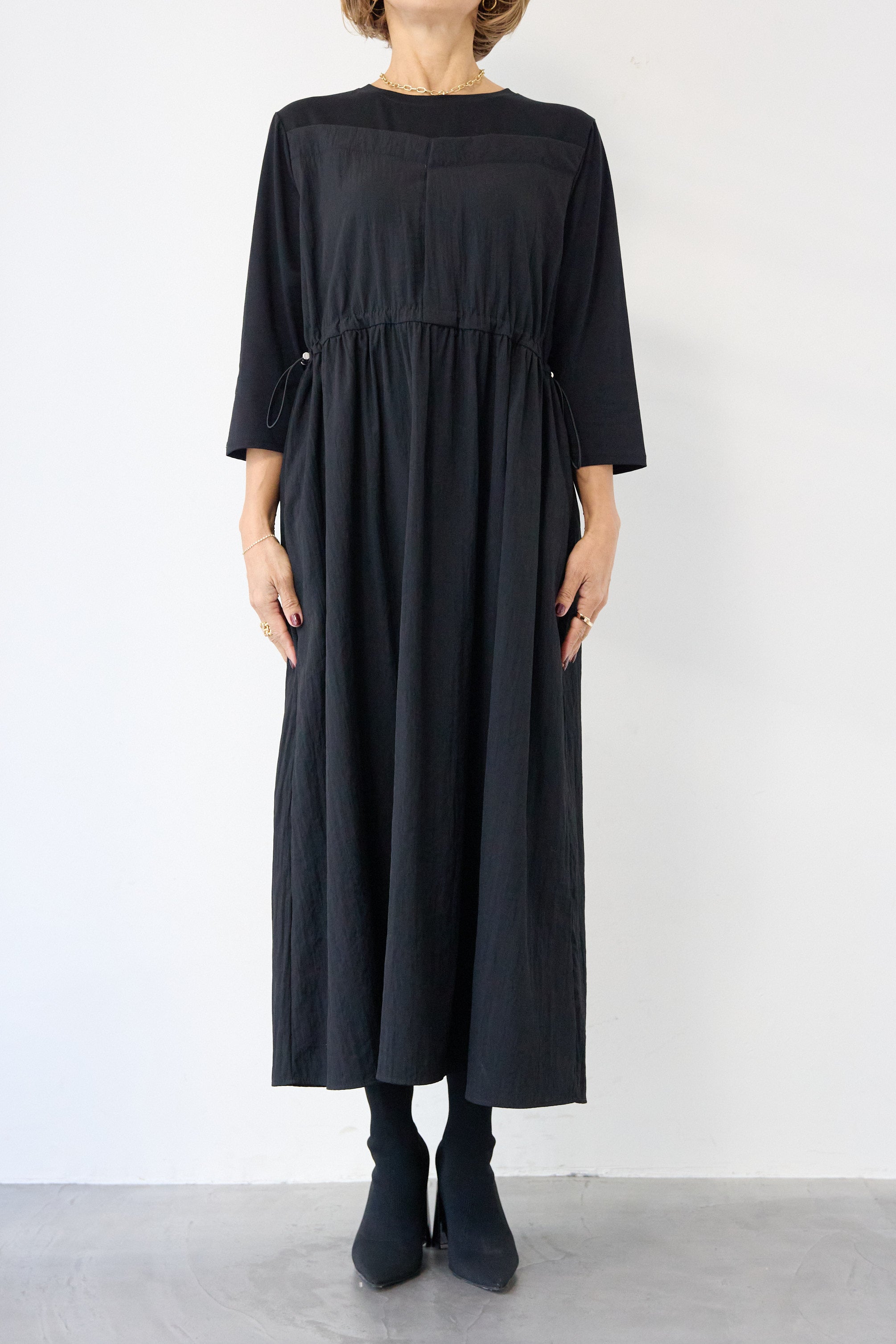 異素材ドッキングギャザーワンピース – plusotoha