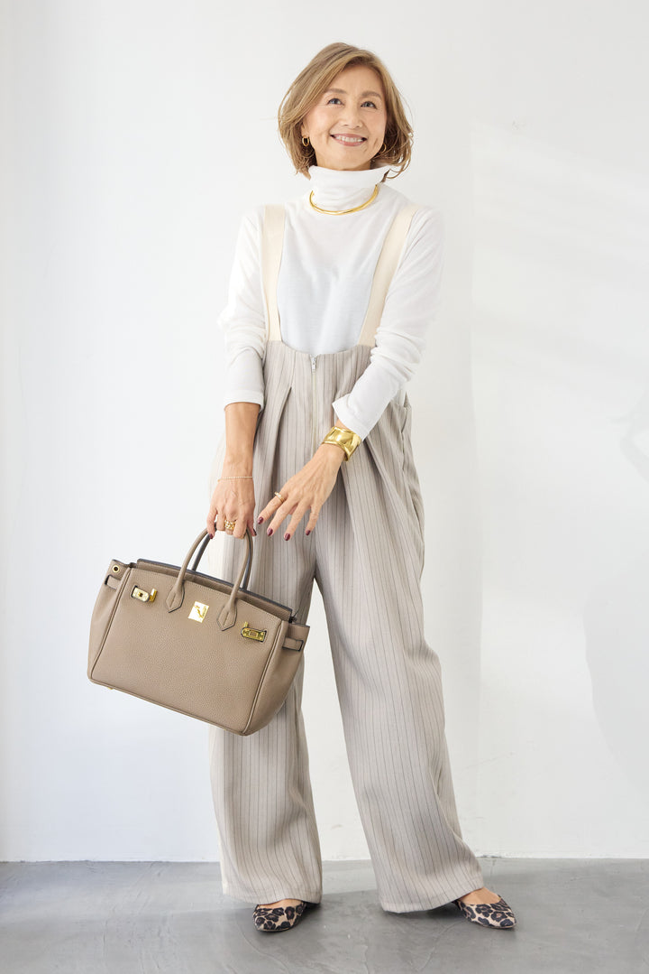 ストライプツータックサロペット