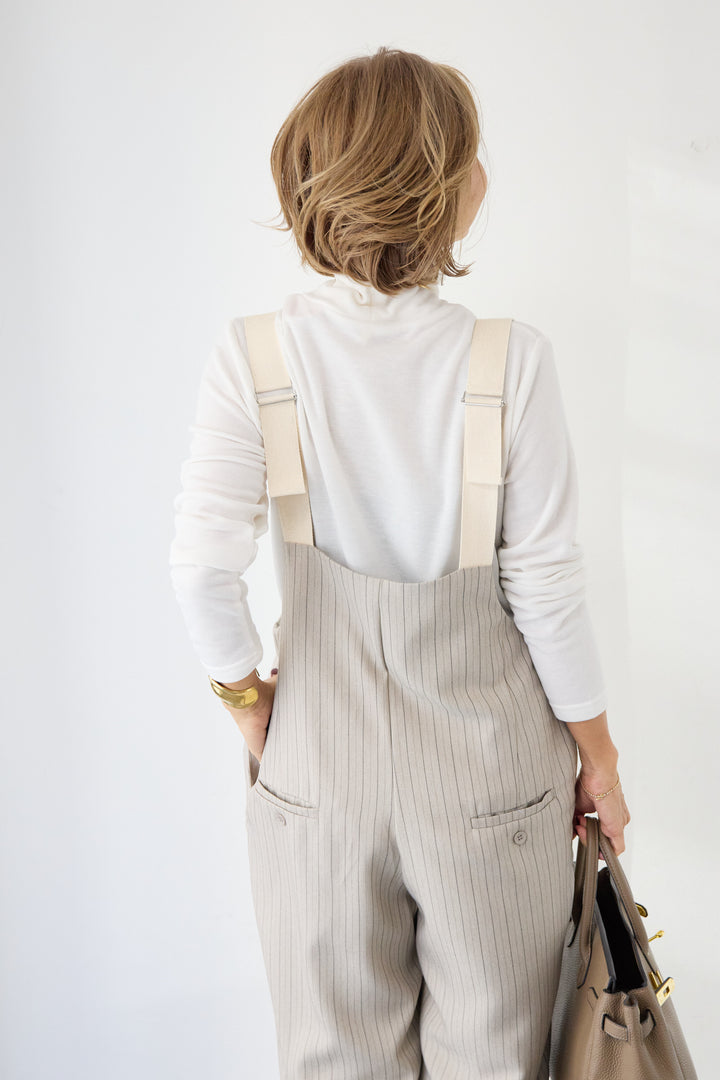 ストライプツータックサロペット