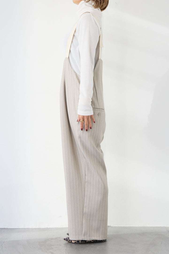 ストライプツータックサロペット