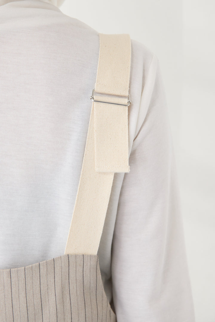 ストライプツータックサロペット