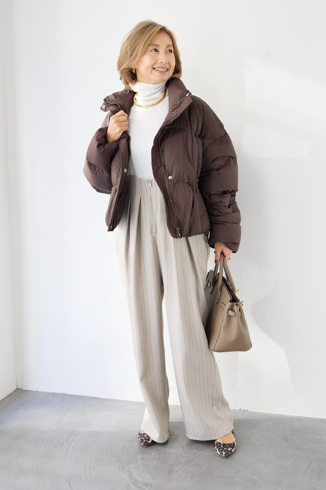 ストライプツータックサロペット