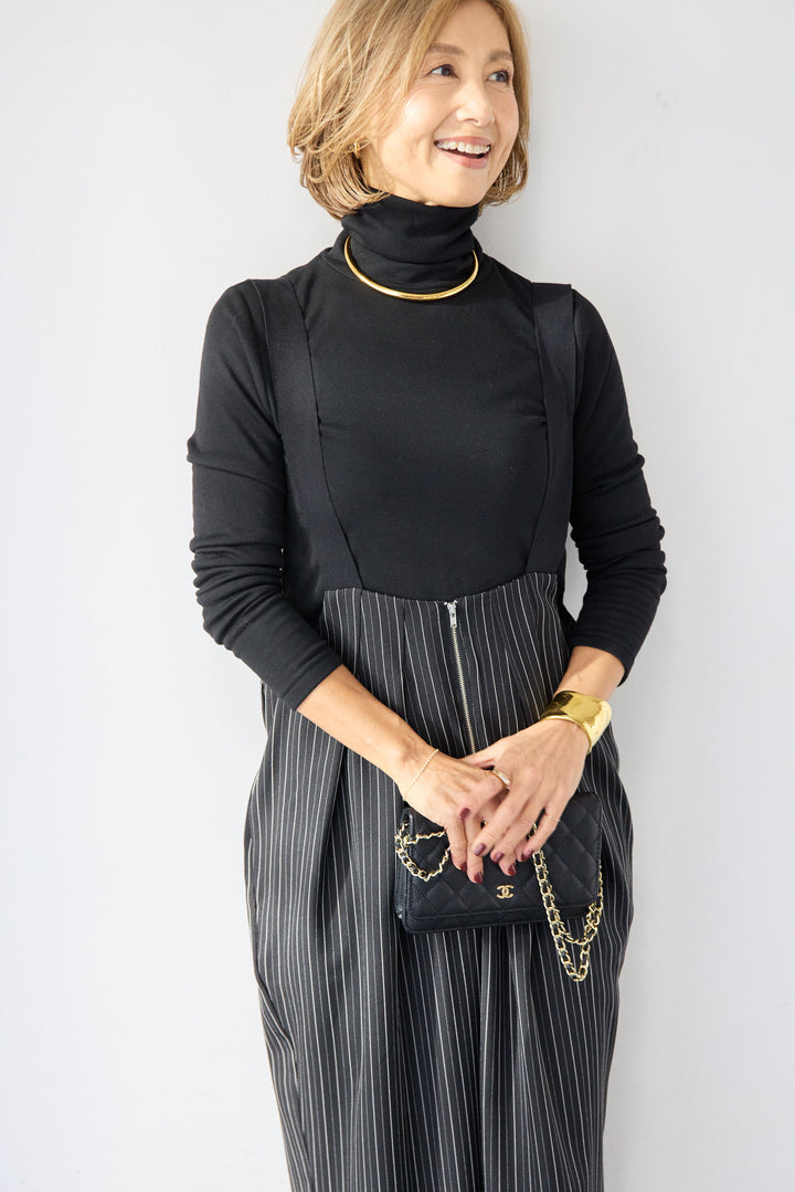 ストライプツータックサロペット