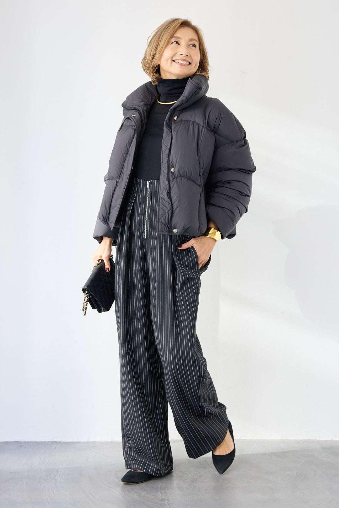 ストライプツータックサロペット