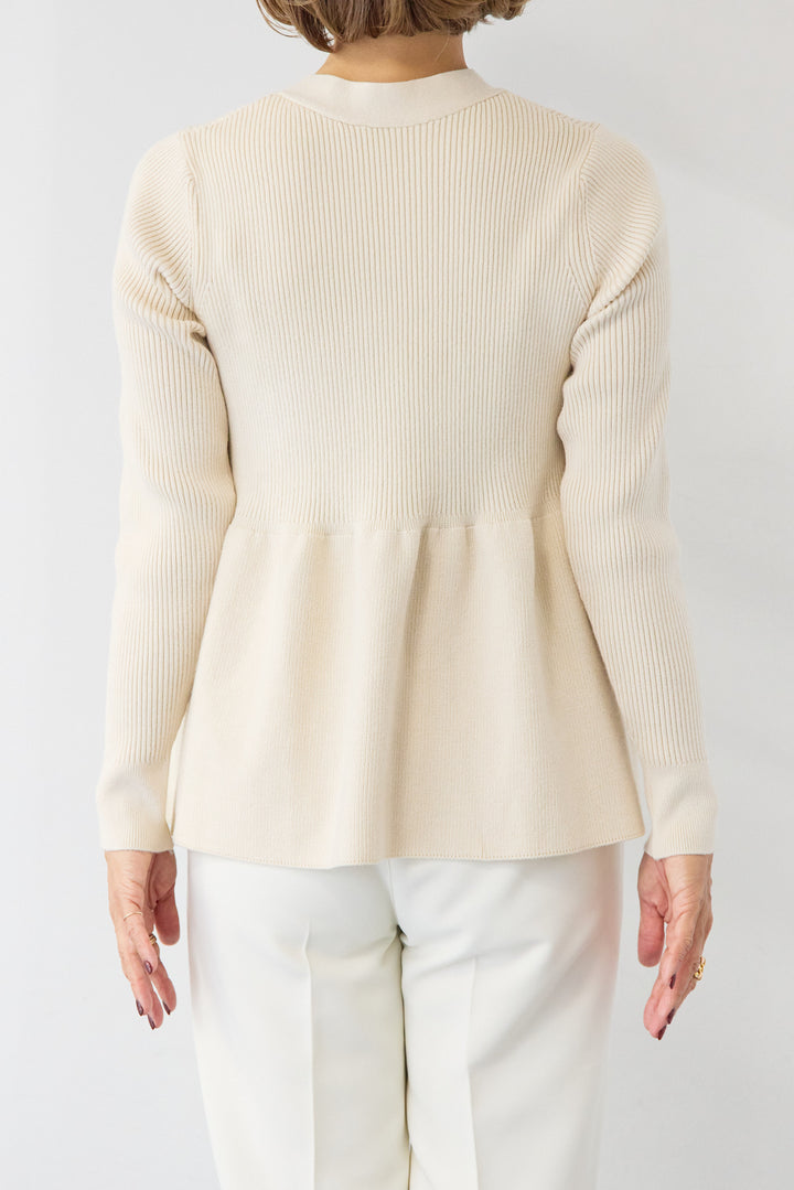 ゴールドボタンペプラムカーディガン