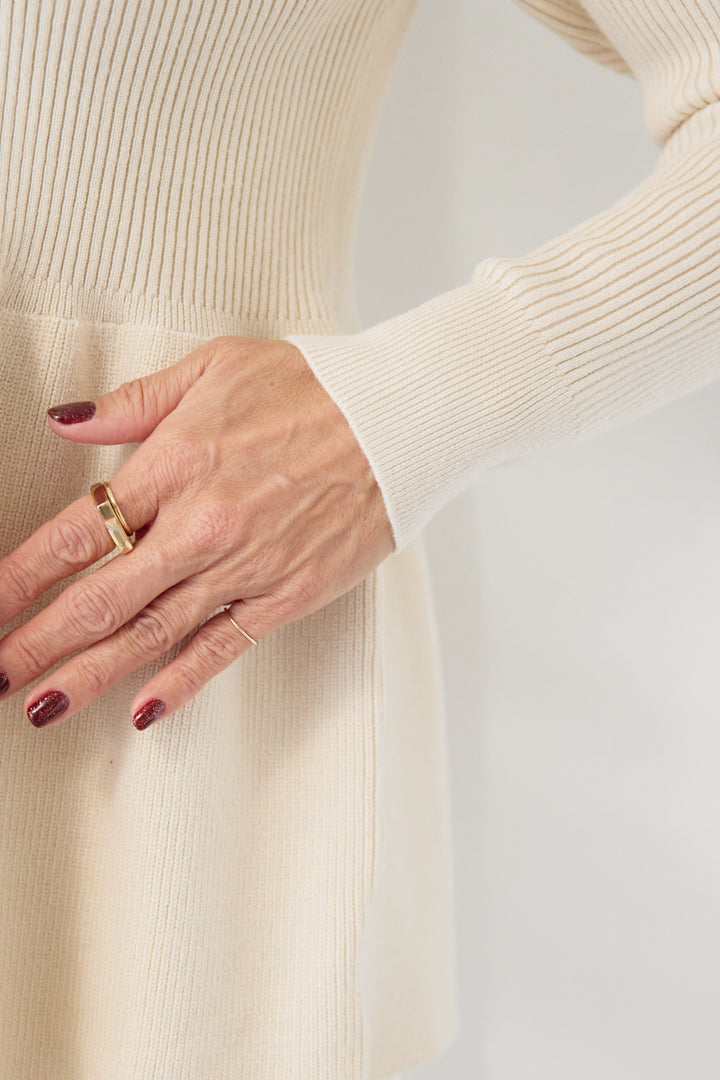 [SET]ゴールドボタンペプラムカーディガン+ウォッシャブルテーパードパンツ(2set)