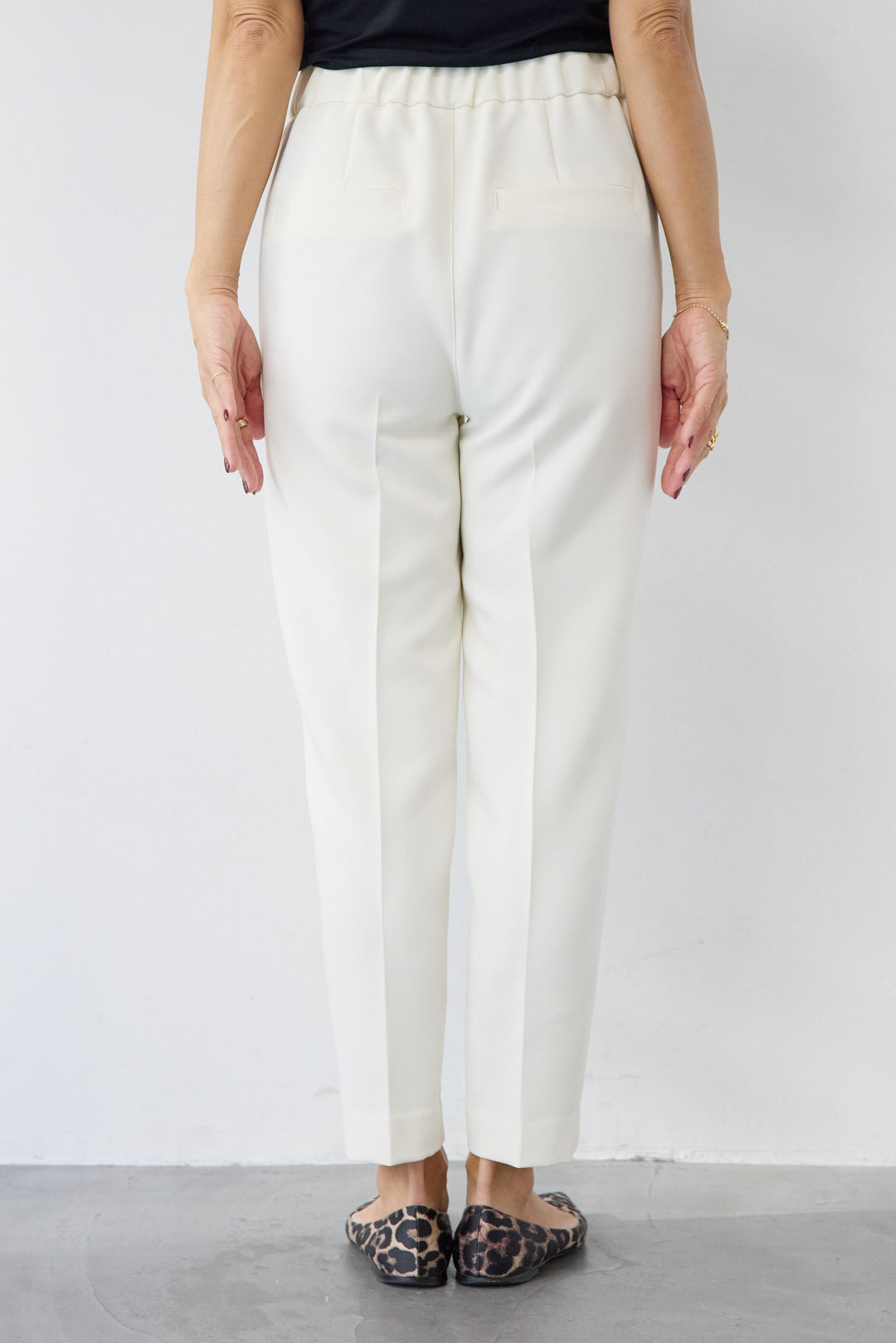 [SET]ゴールドボタンペプラムカーディガン+ウォッシャブルテーパードパンツ(2set)