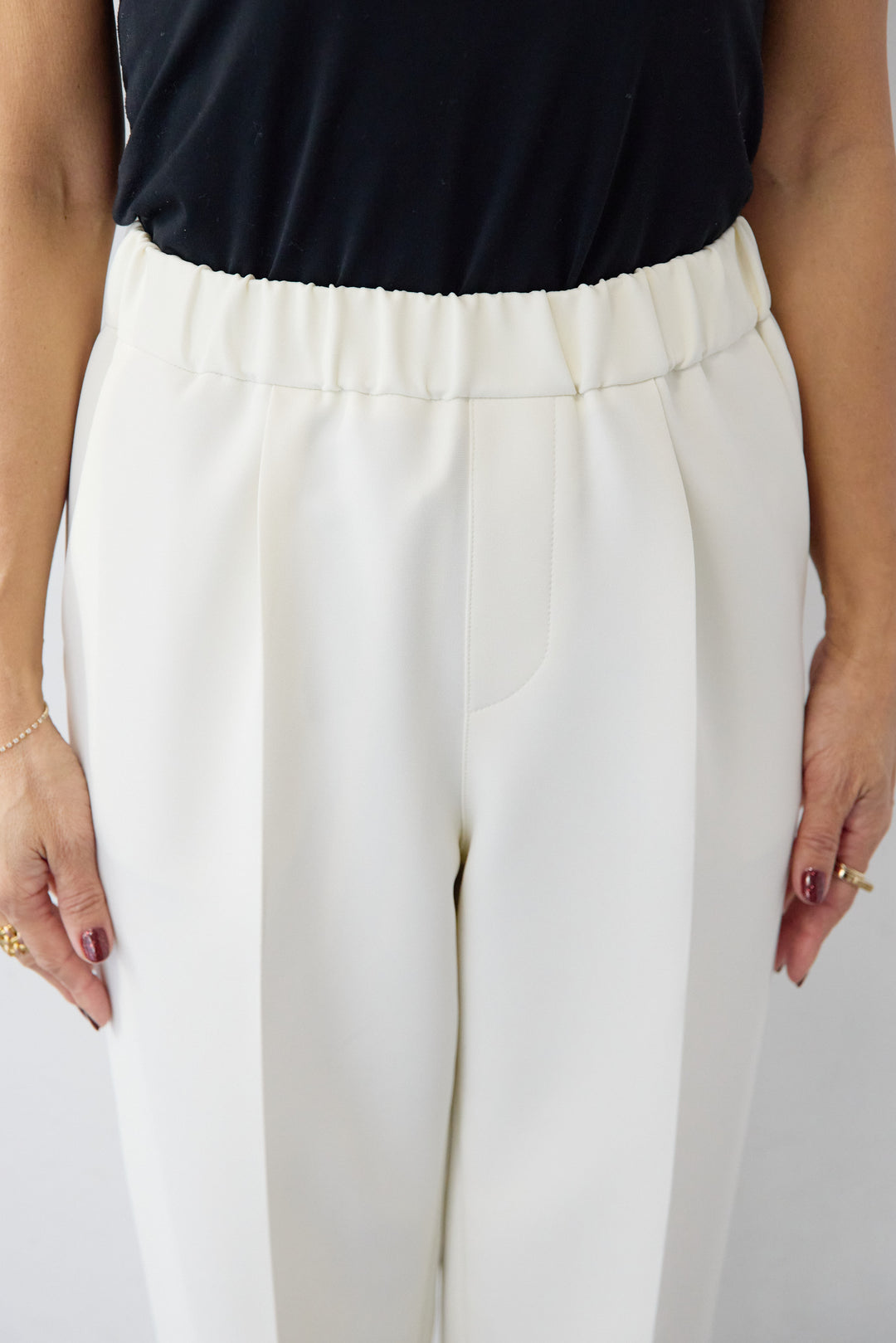 [SET]ゴールドボタンペプラムカーディガン+ウォッシャブルテーパードパンツ(2set)