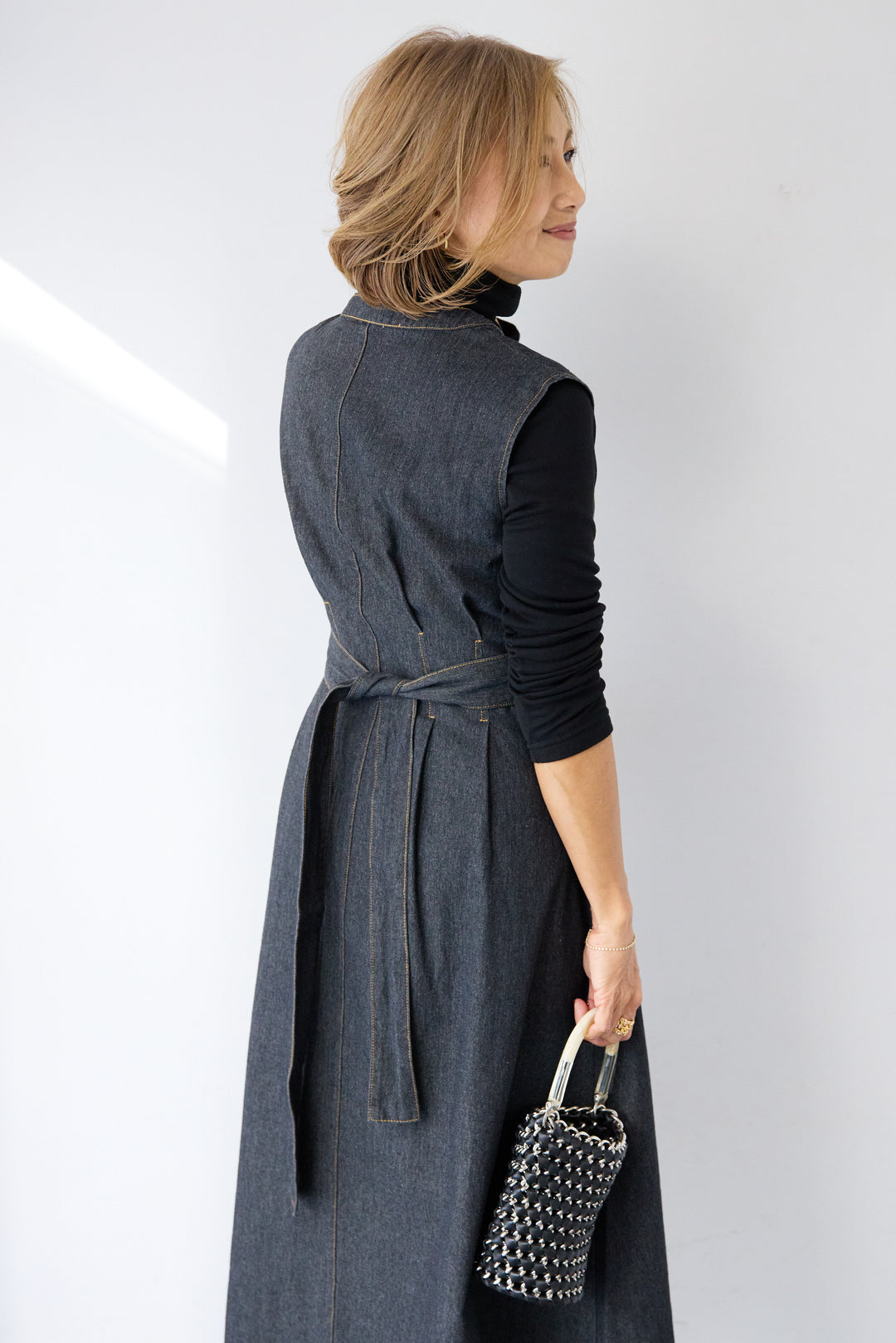 ノースリーブ デニムワンピース