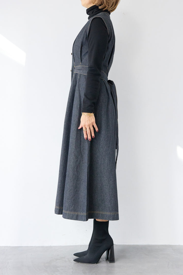 ノースリーブ デニムワンピース
