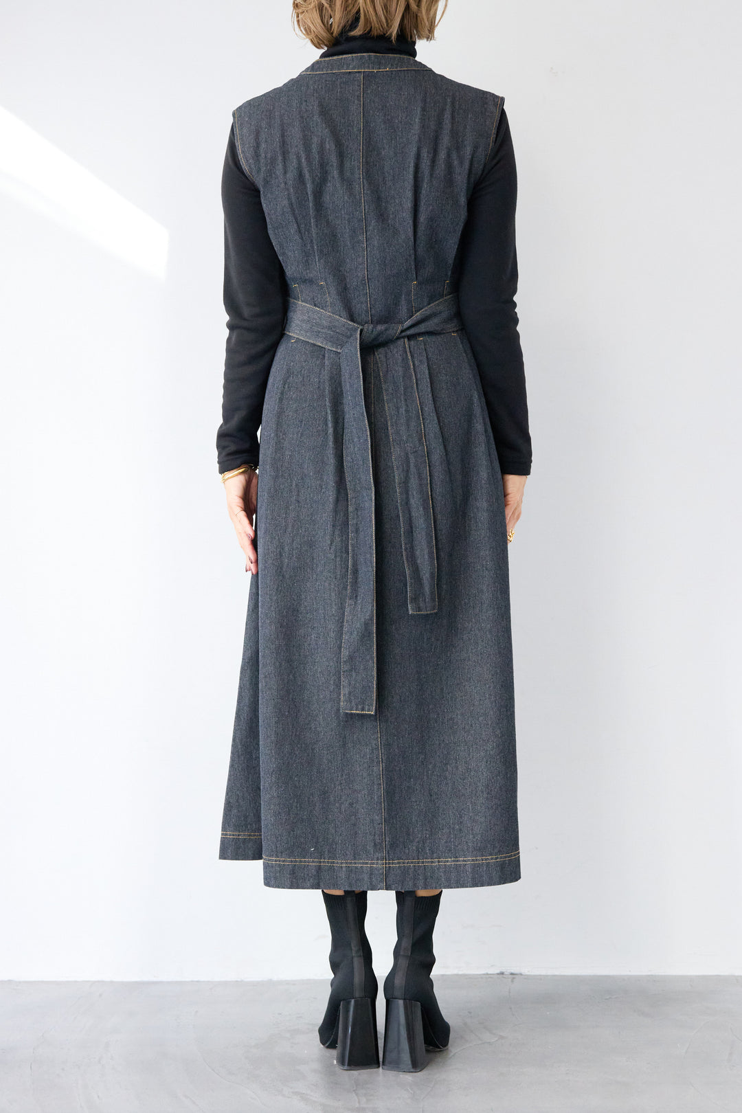 ノースリーブ デニムワンピース