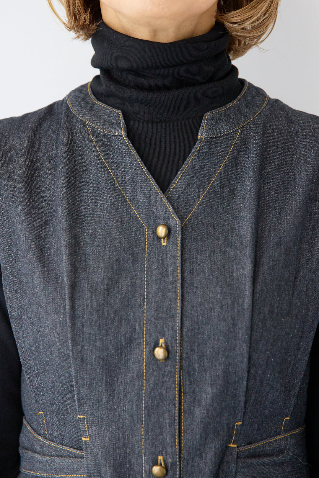 ノースリーブ デニムワンピース