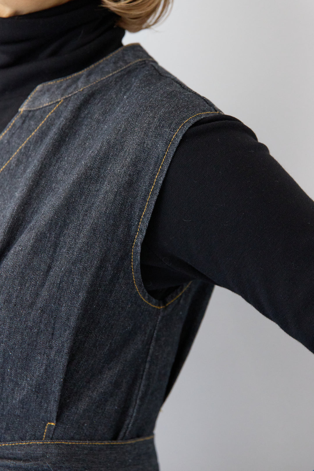 ノースリーブ デニムワンピース