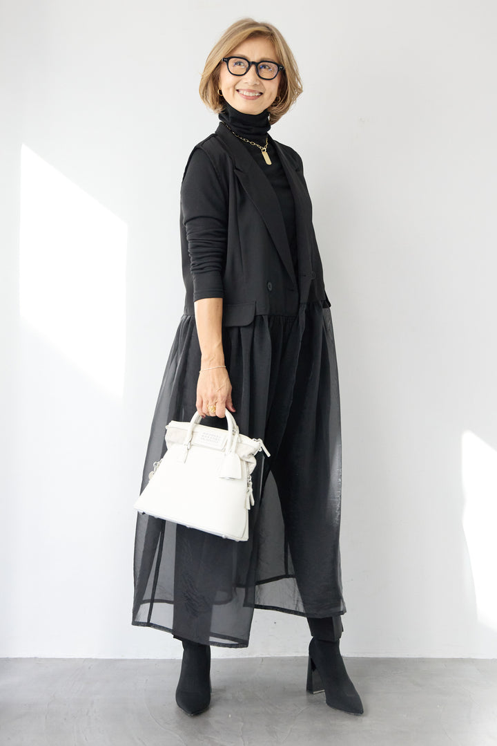 オーガンジードッキングロングベスト