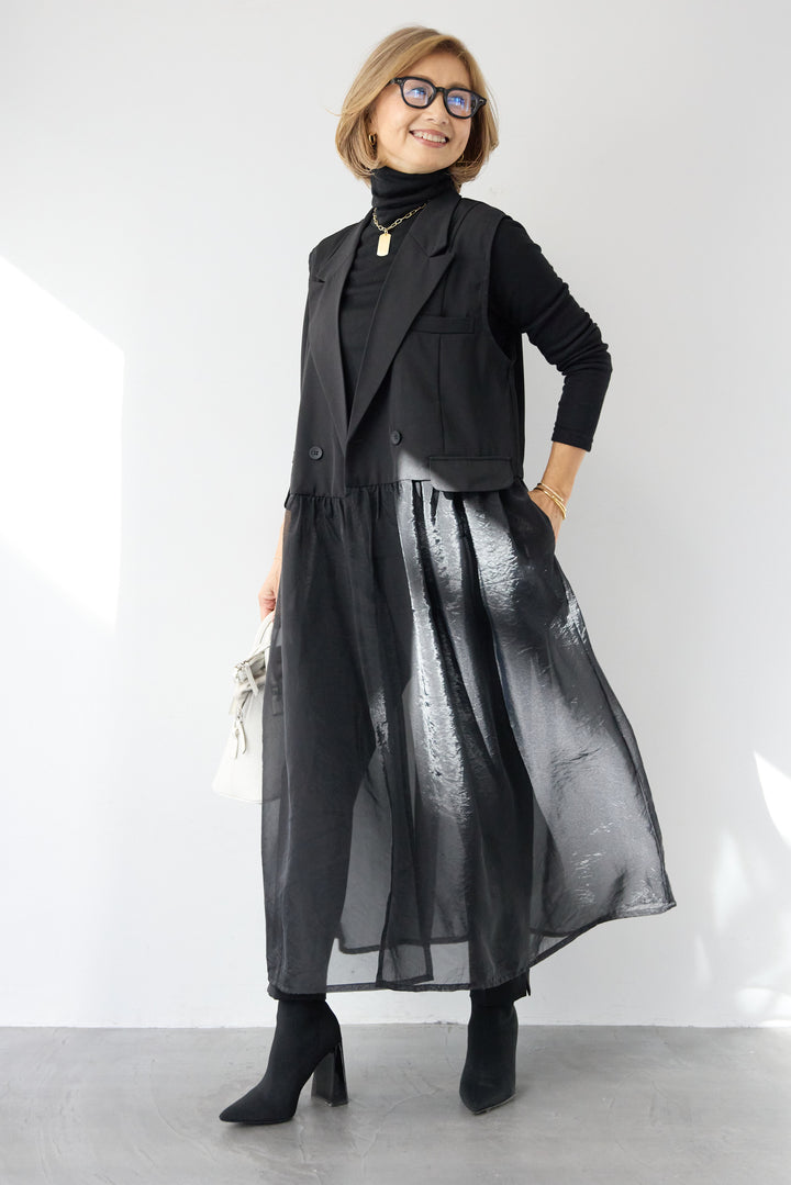 オーガンジードッキングロングベスト