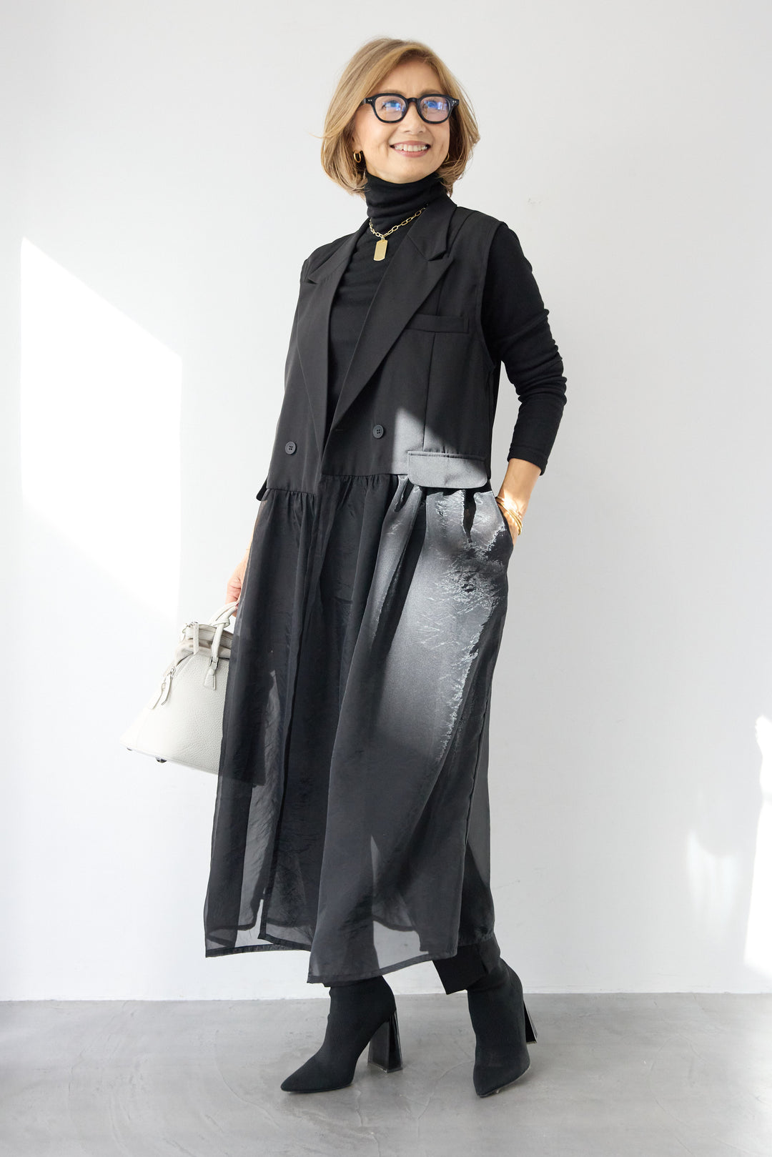 オーガンジードッキングロングベスト