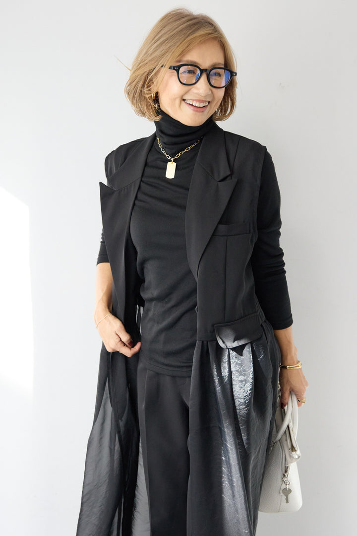 オーガンジードッキングロングベスト