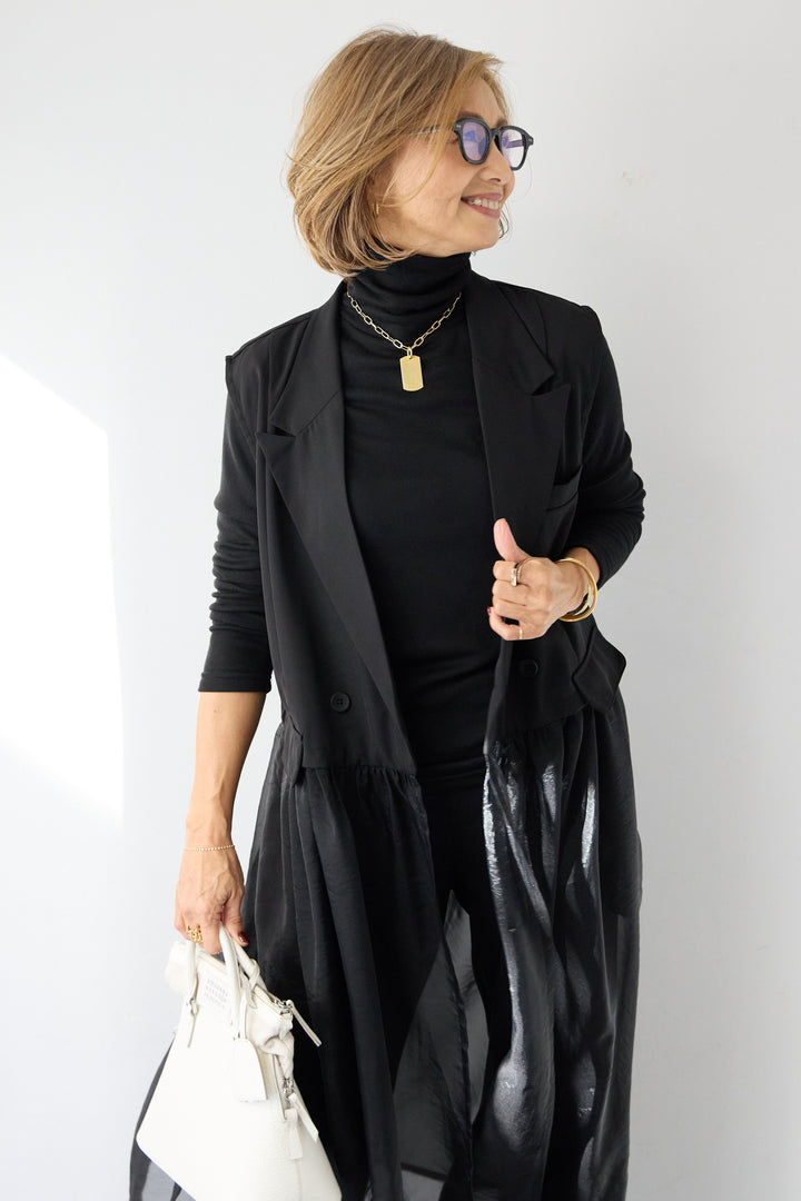 オーガンジードッキングロングベスト