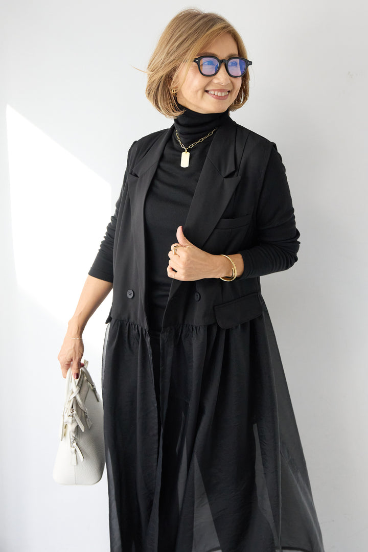 オーガンジードッキングロングベスト