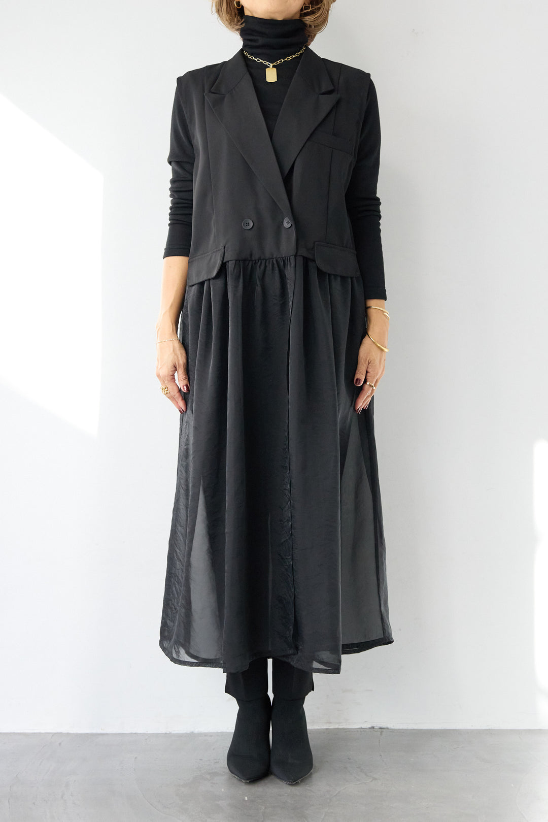 オーガンジードッキングロングベスト