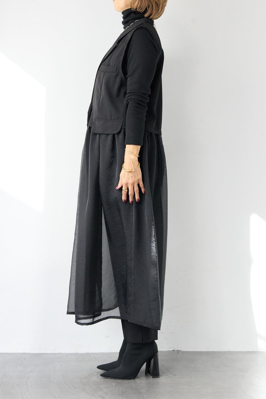 オーガンジードッキングロングベスト