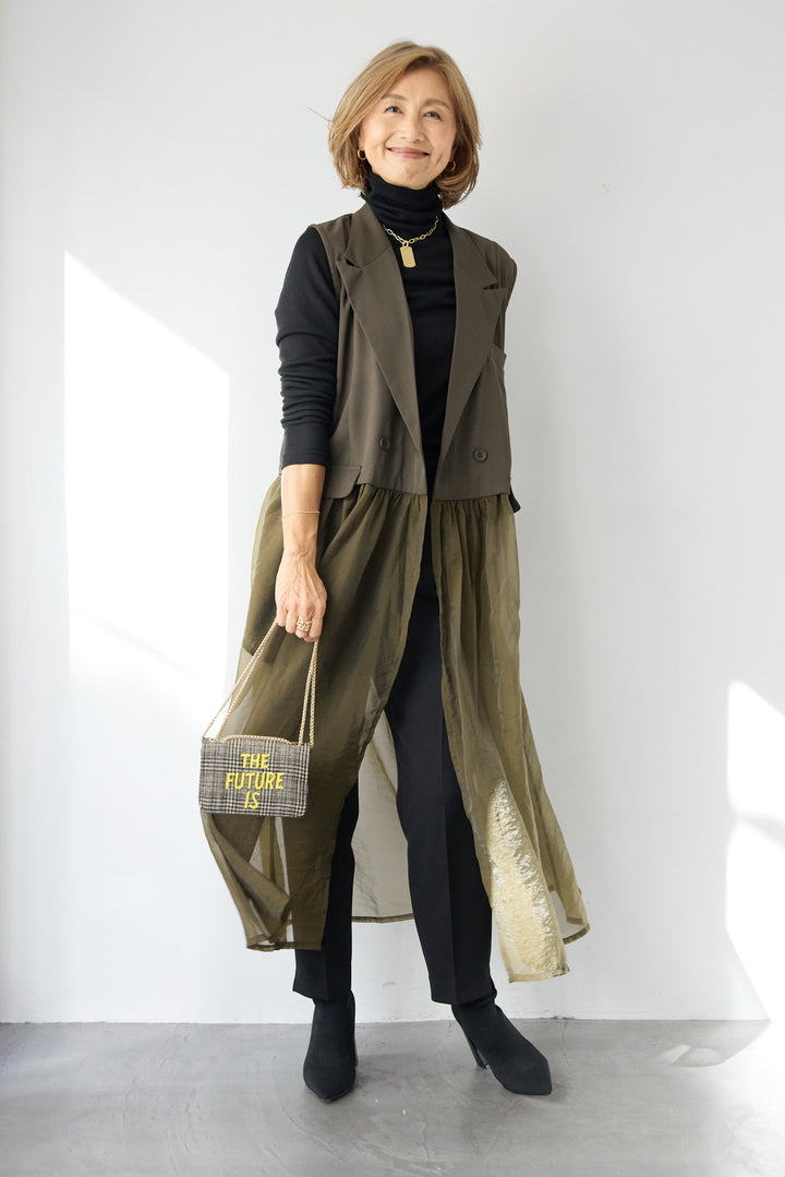 オーガンジードッキングロングベスト