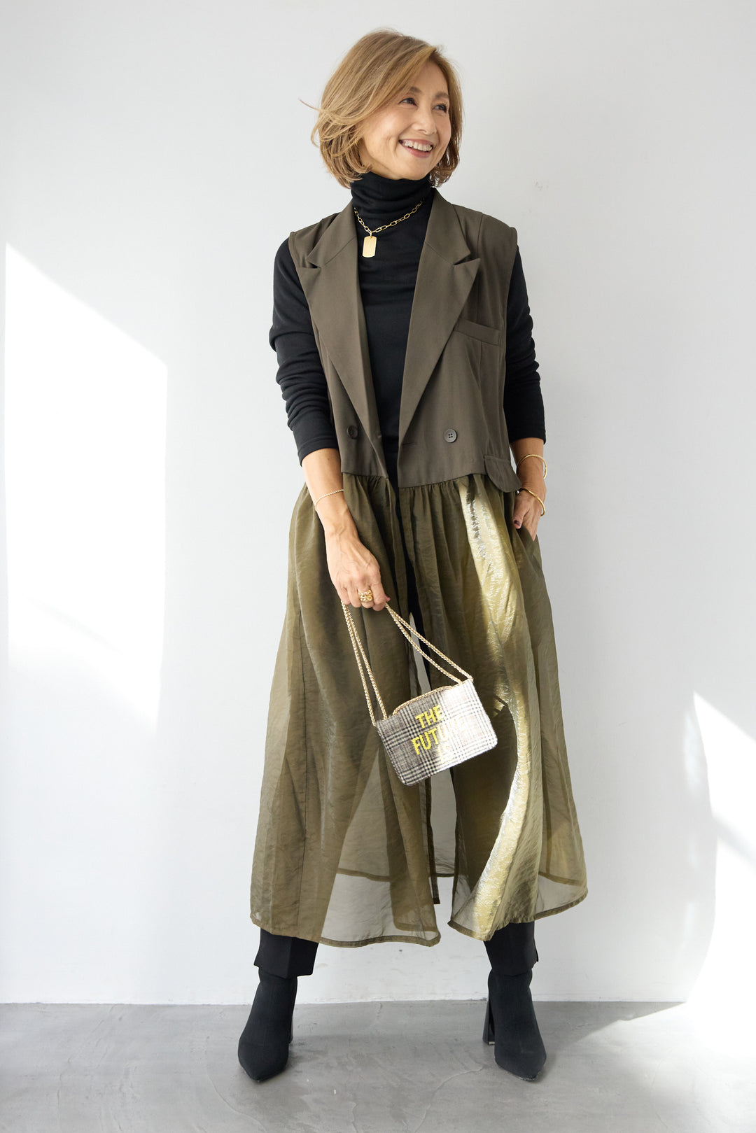 オーガンジードッキングロングベスト