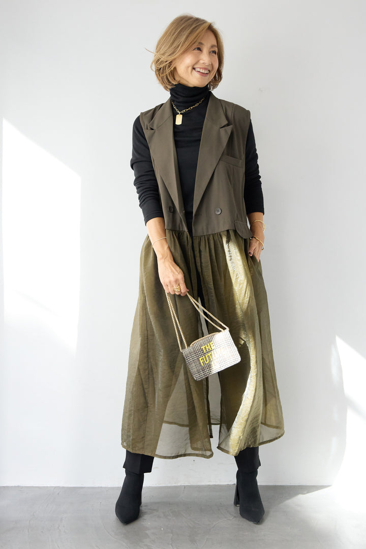 オーガンジードッキングロングベスト