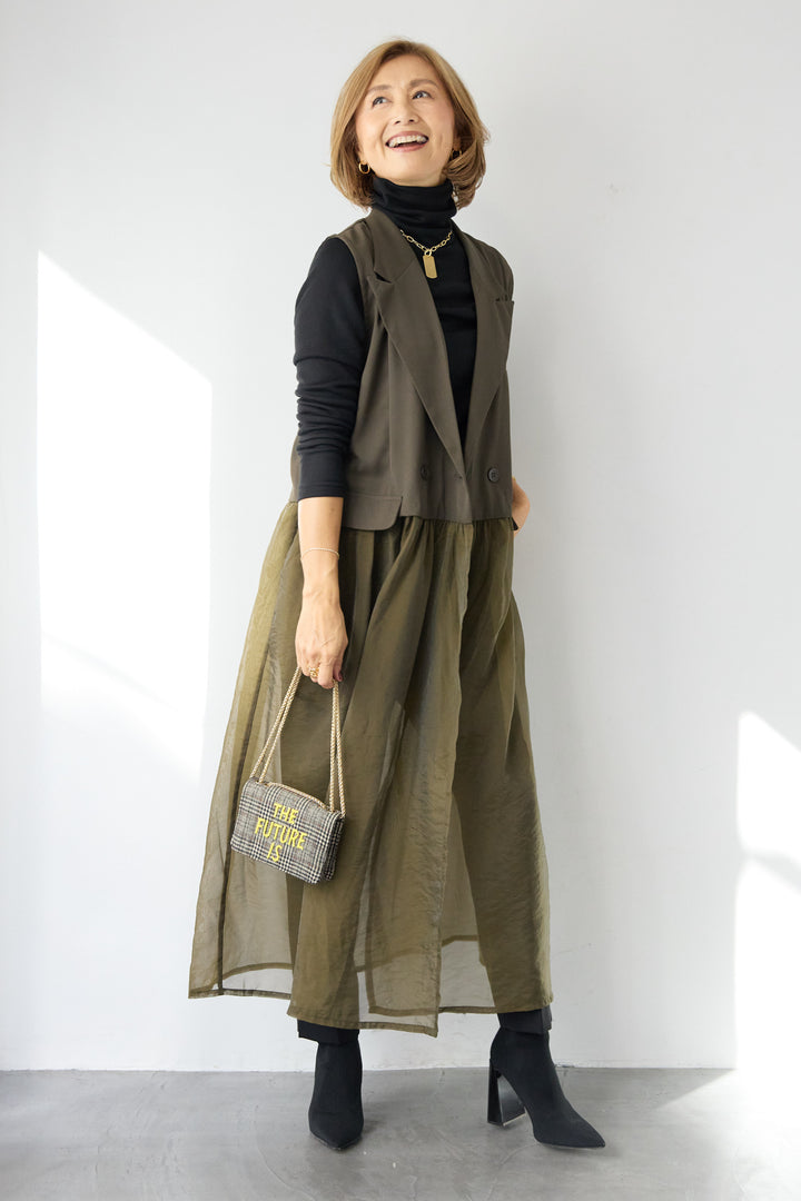 オーガンジードッキングロングベスト