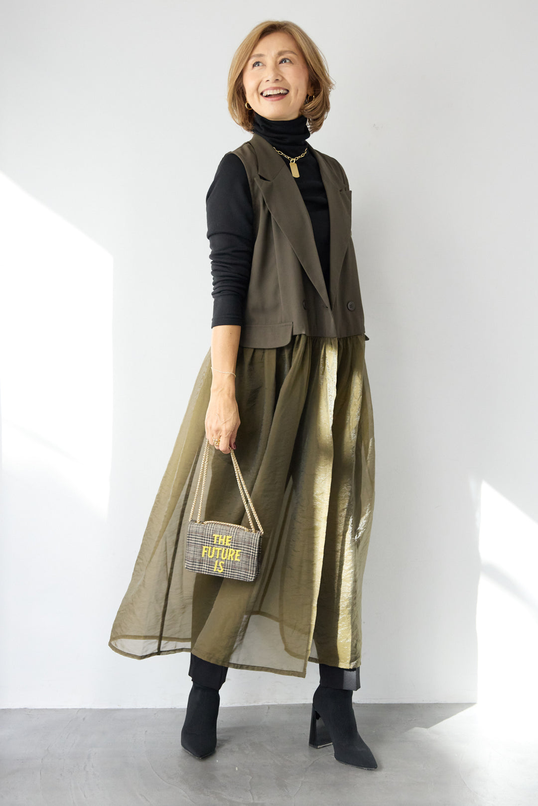 オーガンジードッキングロングベスト