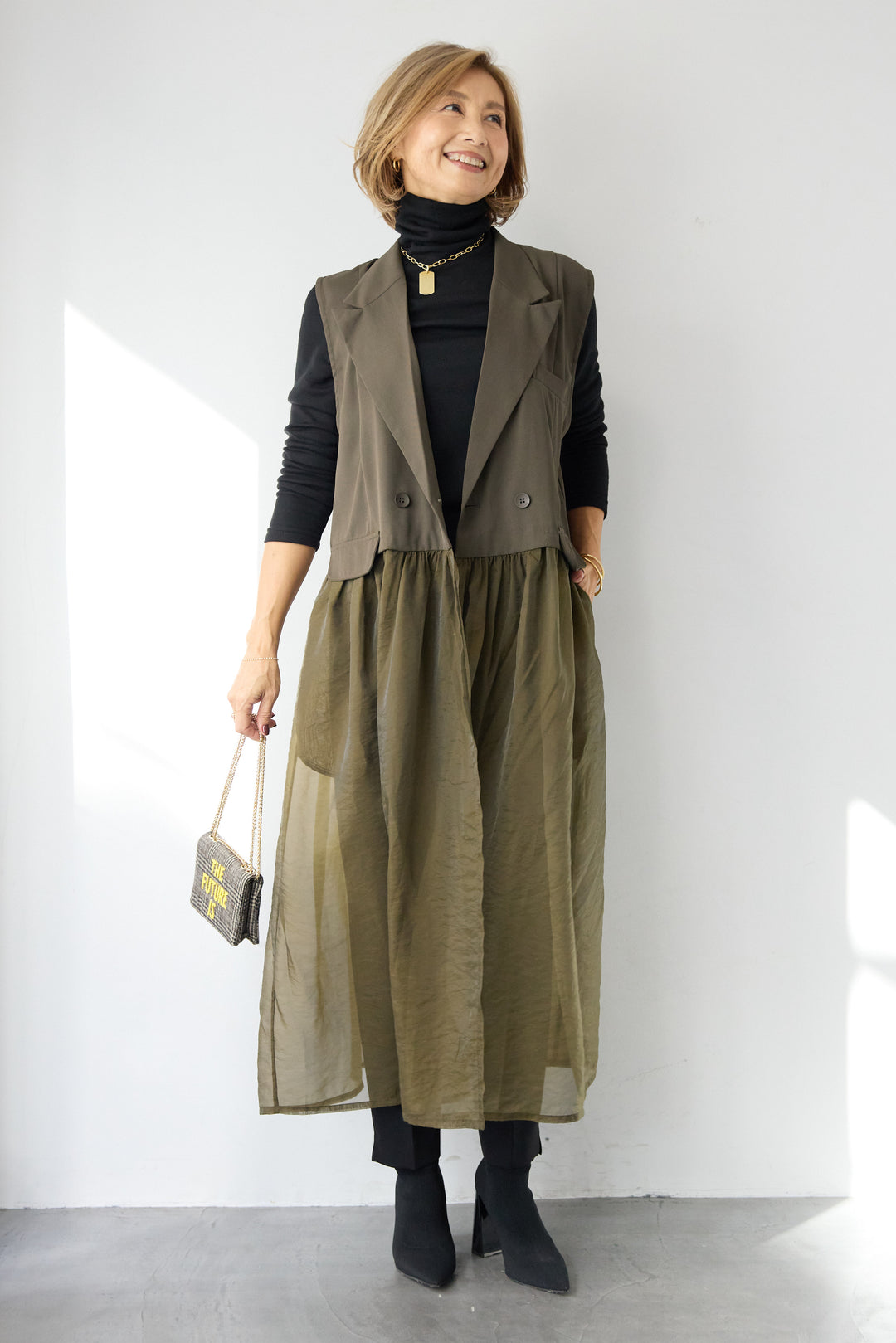 オーガンジードッキングロングベスト