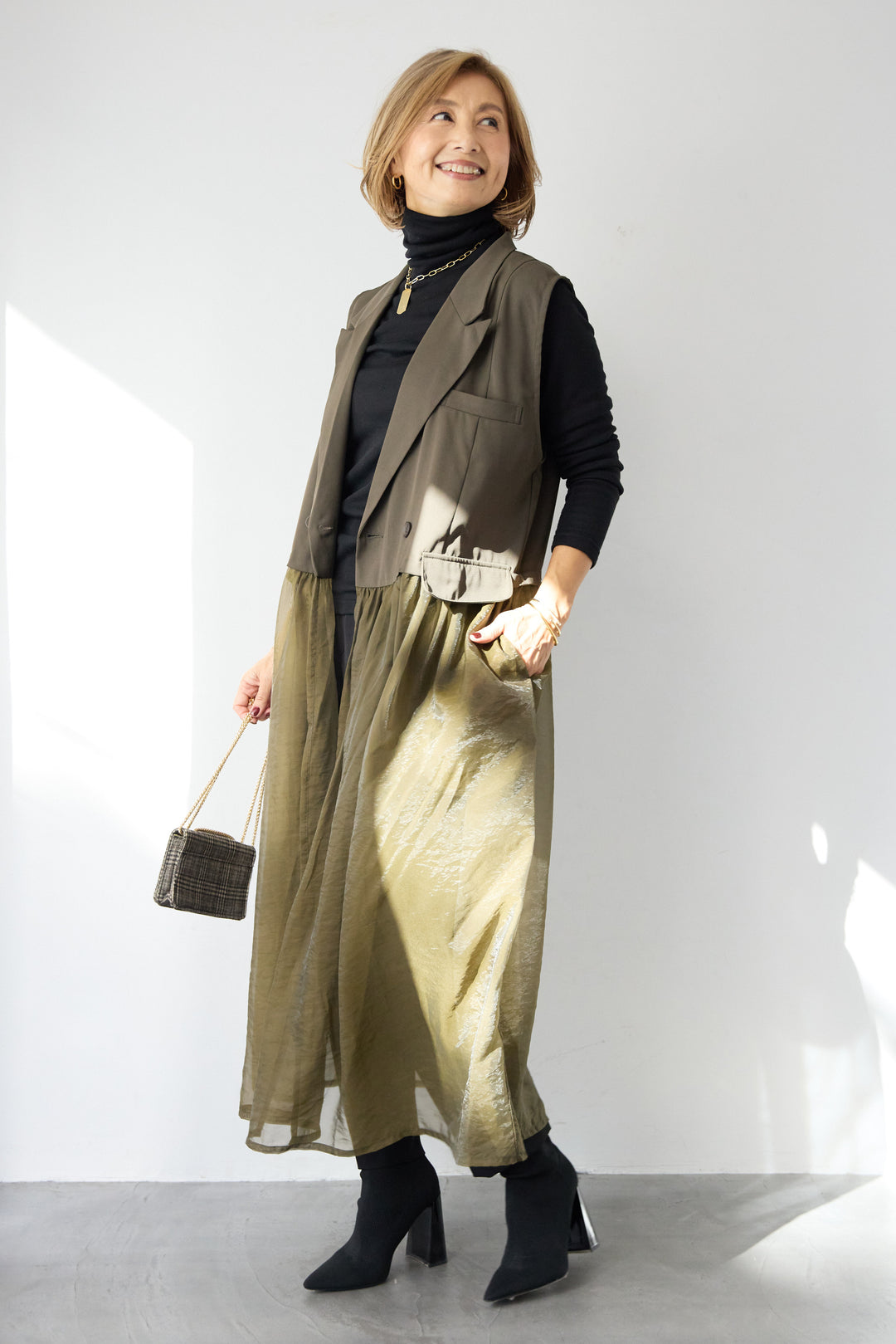 オーガンジードッキングロングベスト