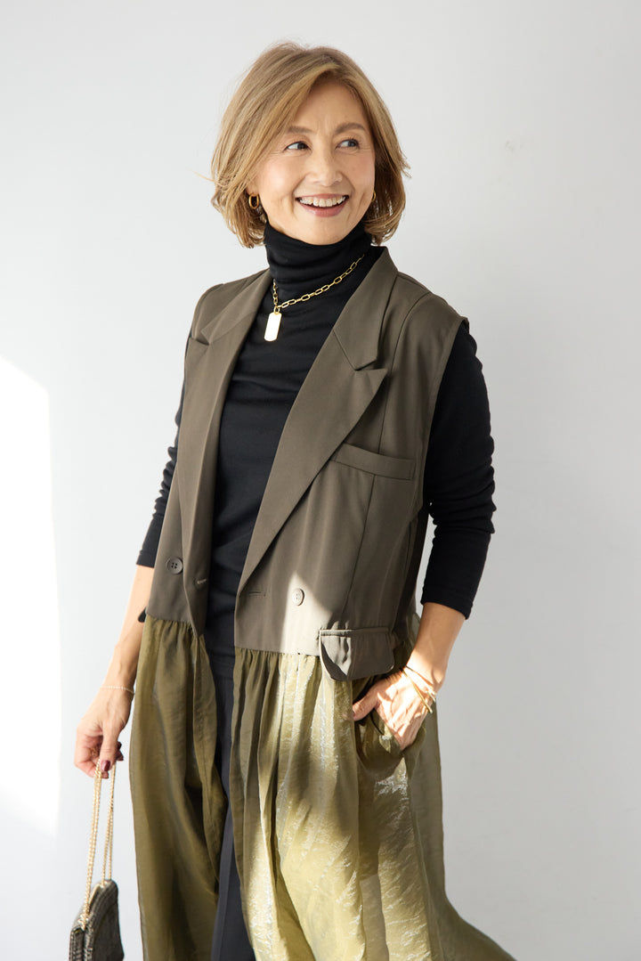 オーガンジードッキングロングベスト