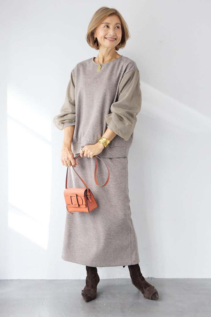 ニットコーデュロイプルオーバー