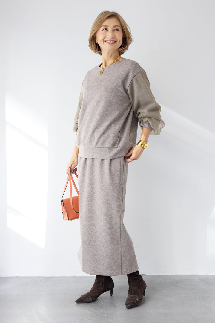 ニットコーデュロイプルオーバー