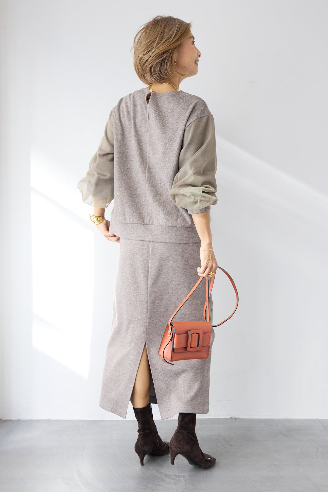 ニットコーデュロイストレートスカート