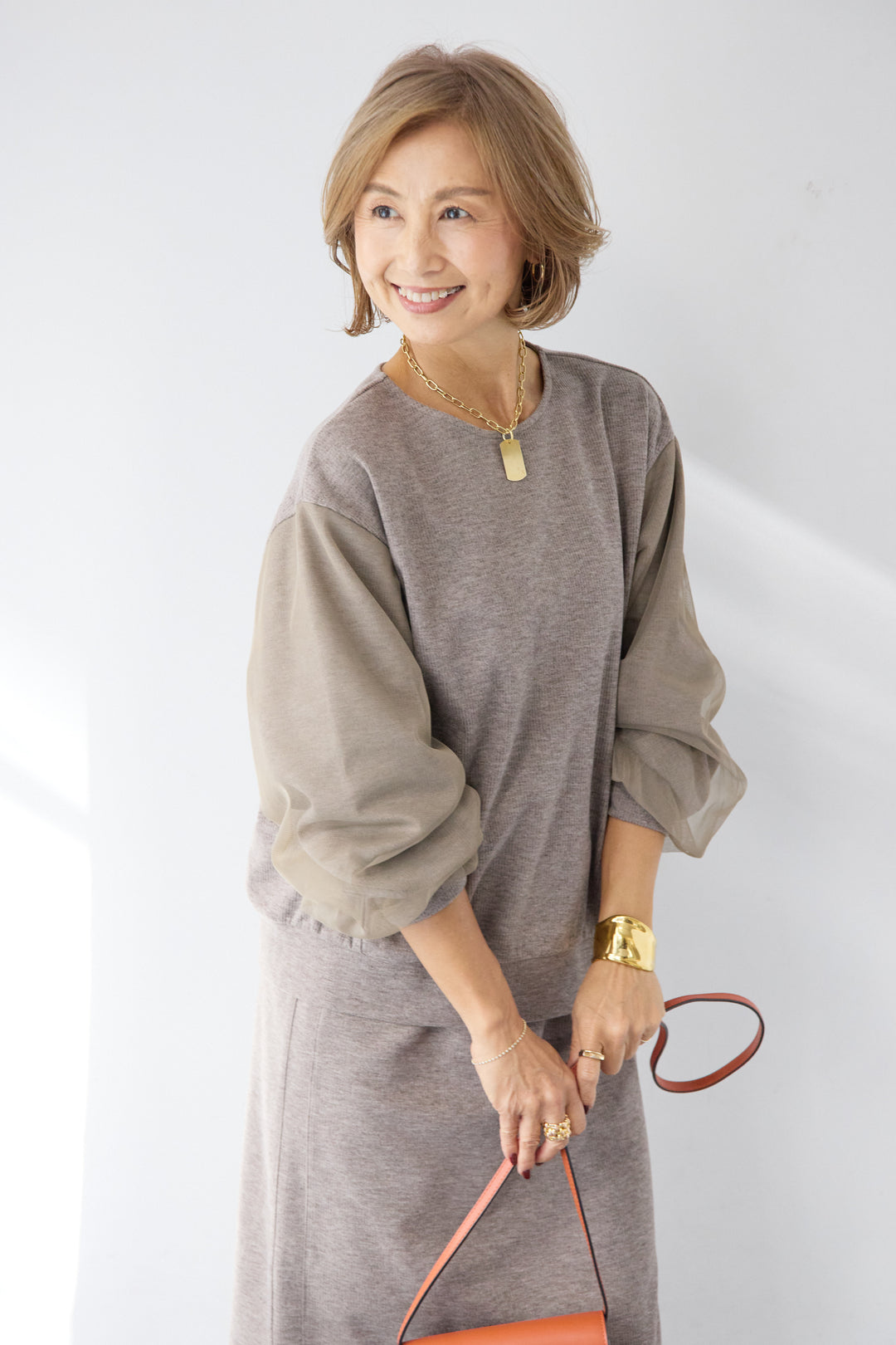 ニットコーデュロイプルオーバー